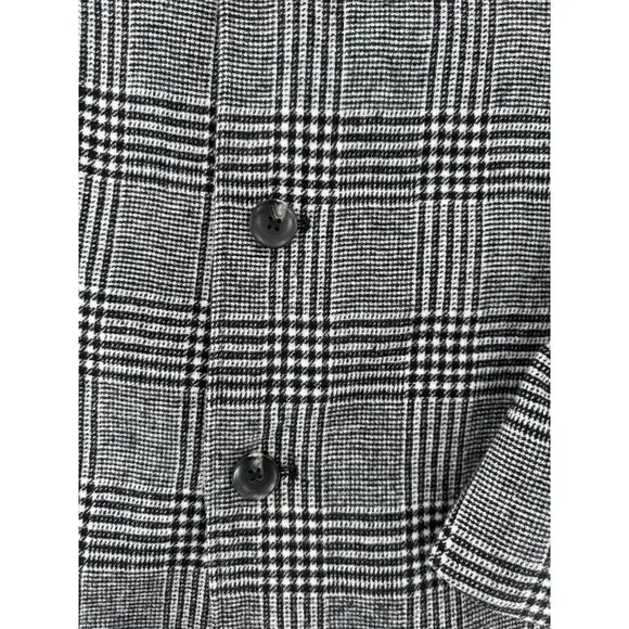 Nordstrom Open Edit Mens Glen Plaid Coat Black White Check Overcoat Large NWOT - Picture 3 of 11